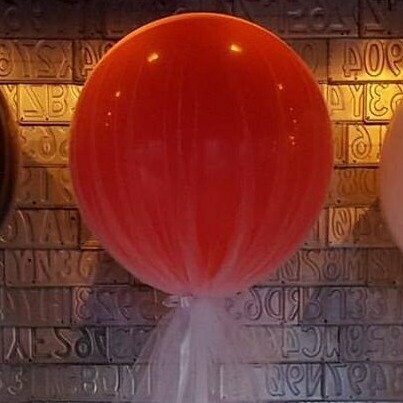 Orange Tulle Balloon With Stand /1Pc