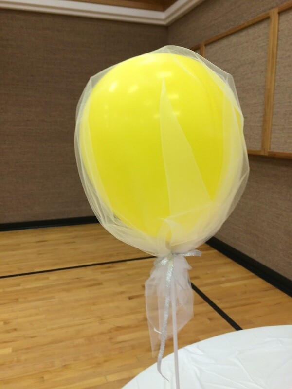 Yellow Tulle Balloon With Stand /1Pc