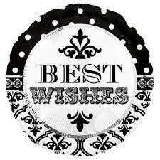 Black &amp; White Damask &amp; Dots Best Wishes Foil Balloon