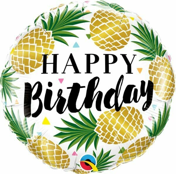 Birthday Golden Pineapples Foil Balloon