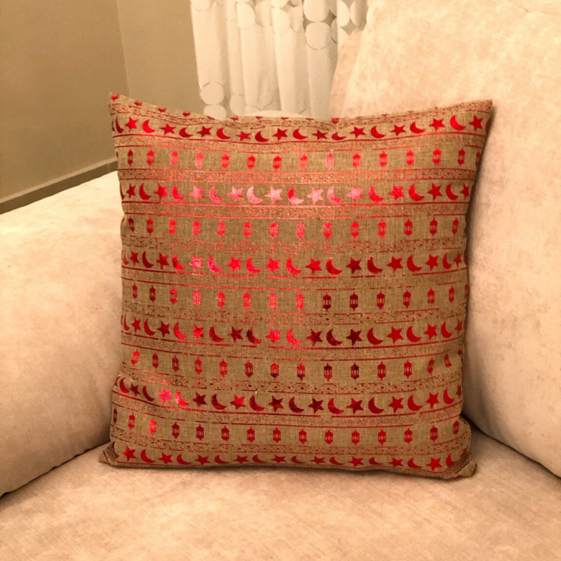 Ramadan Islamic Fine Print Red Pillow Cover Ramadan Islamic Fine Print Red Pillow Cover