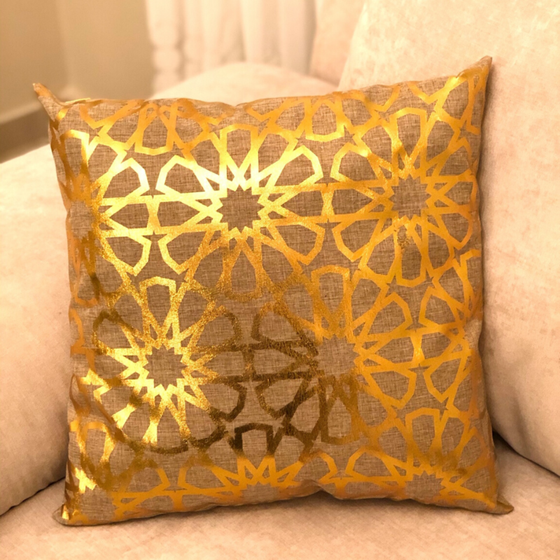 Ramadan Islamic Pattern Gold Pillow Cover Ramadan Islamic Pattern Gold Pillow Cover