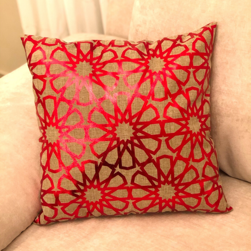Ramadan Islamic Pattern Red Pillow Cover Ramadan Islamic Pattern Red Pillow Cover