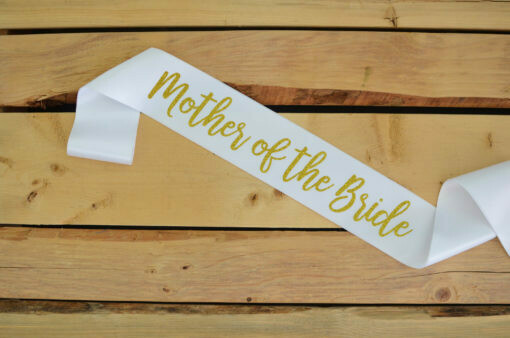 Mother Of The Bride Sash White Gold