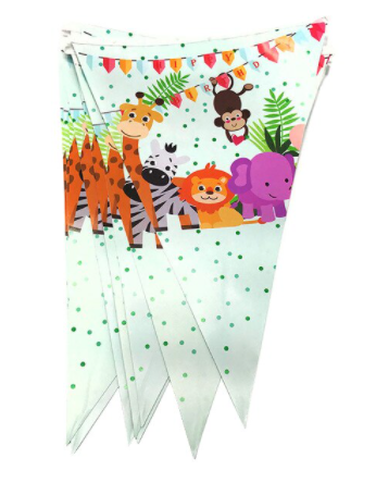 Zoo Jungle Animals Flag Banner
