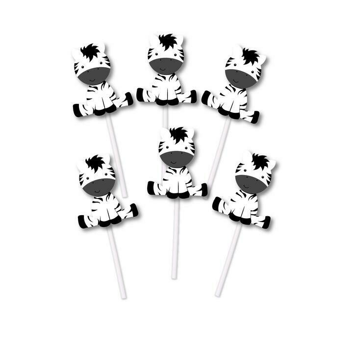 Deluxe Zebra Picks Cupcake Toppers /6Pcs