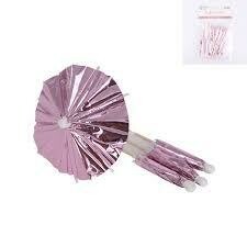 Pink Foil Umbrellas Cupcake Toppers /12Pcs