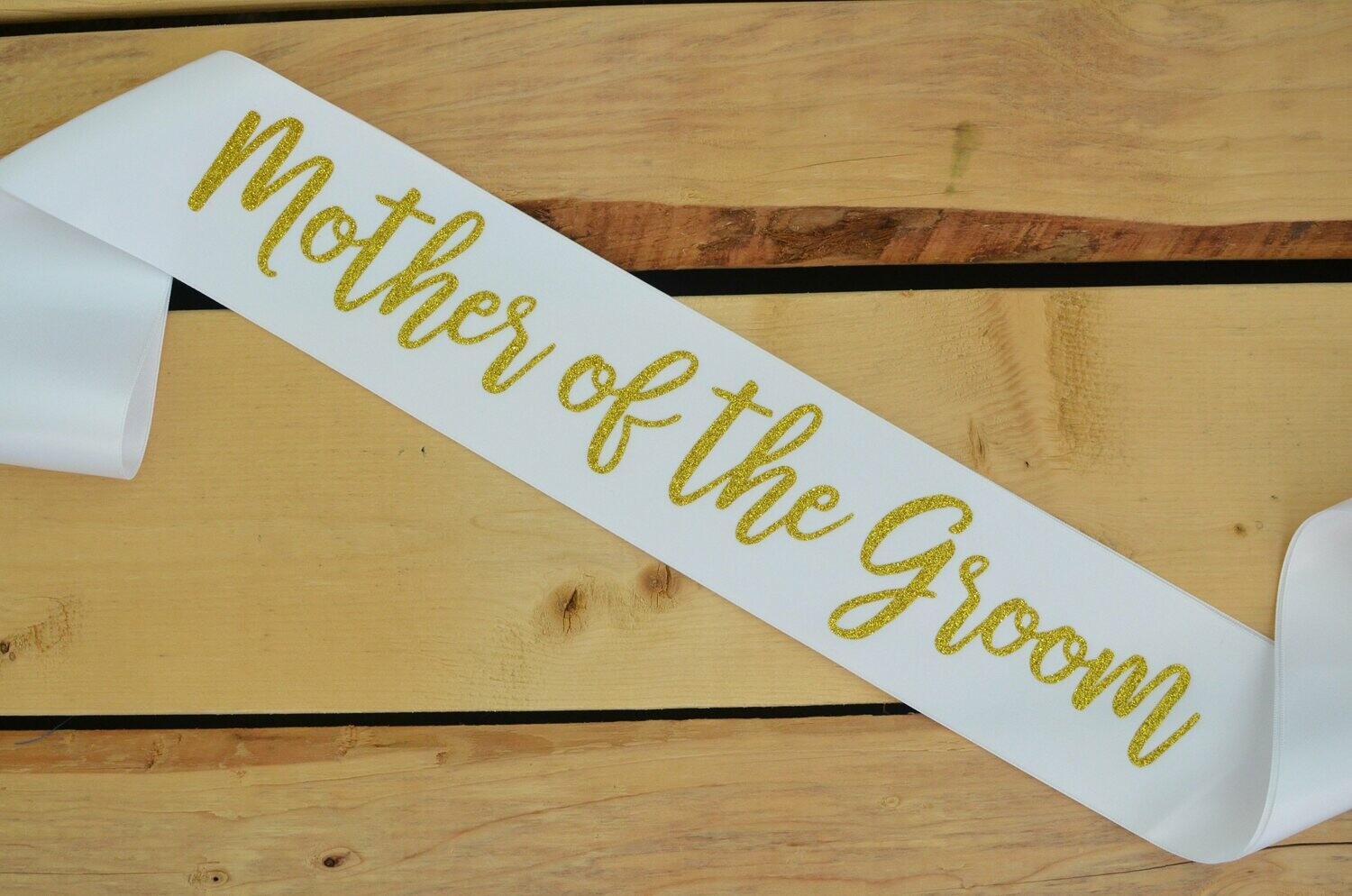 Mother Of The Groom Sash White Gold