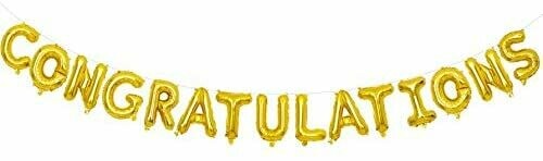 Congratulations Foil Balloon Banner Gold