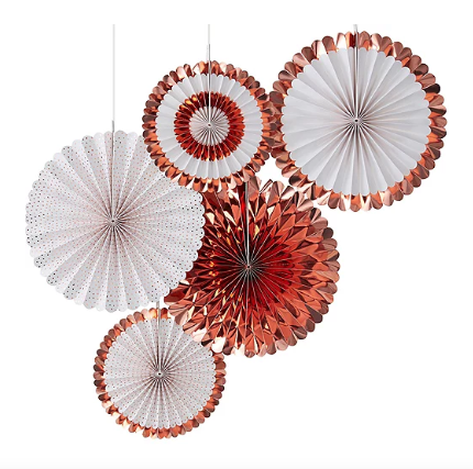 Paper Fans Set Rose Gold /6Pcs