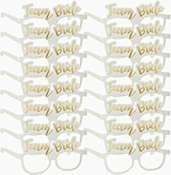 Team Bride White Gold Paper Glasses /5Pcs