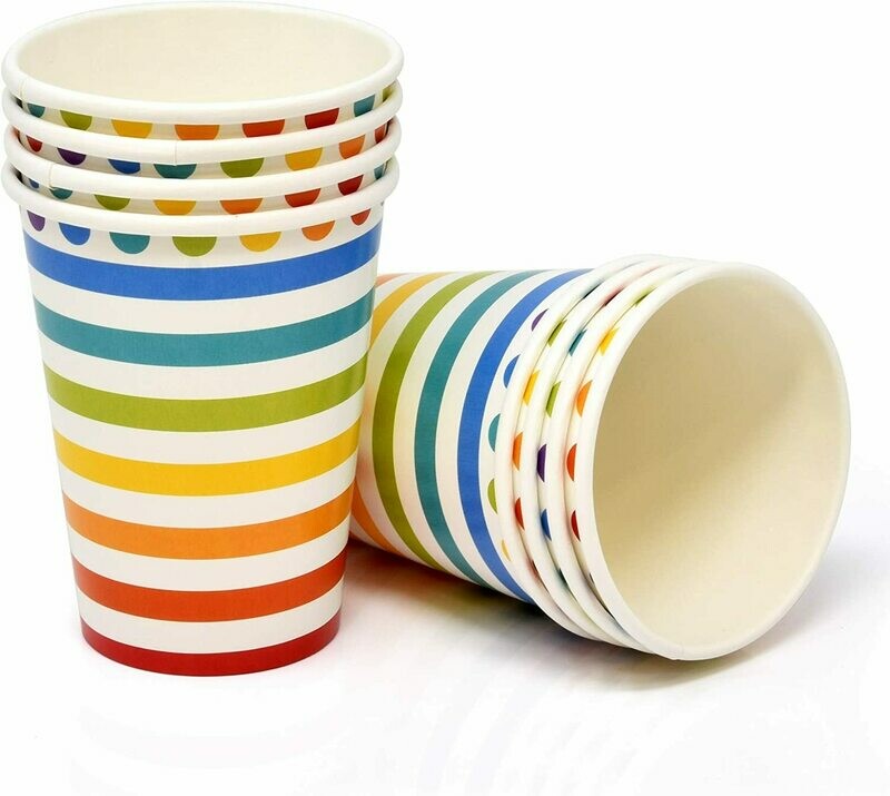 Rainbow Dots And Stripes Cups /8Pcs