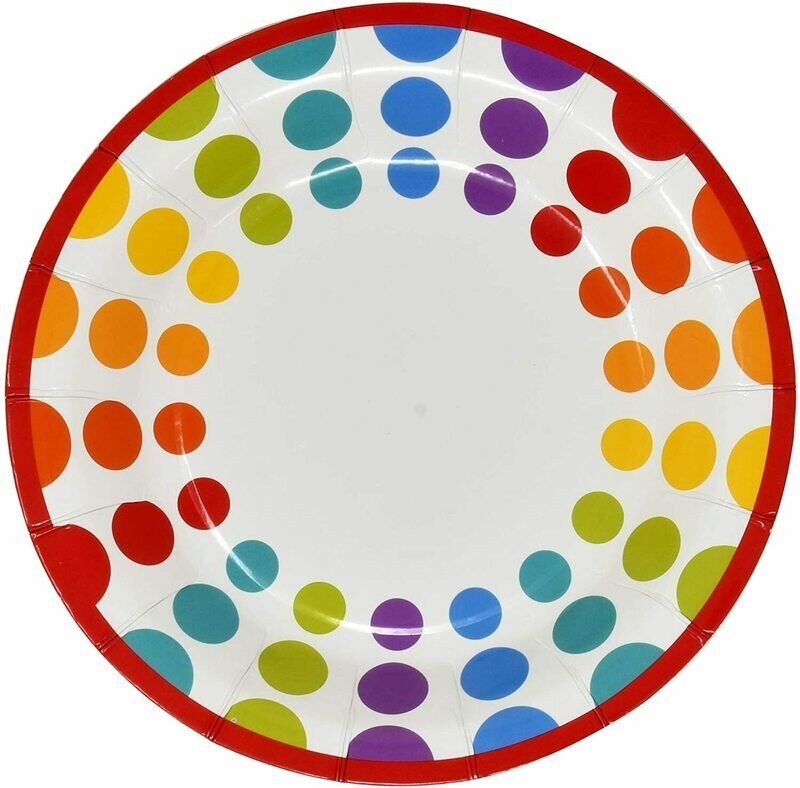 Rainbow Dots And Stripes Dessert Plates /8Pcs