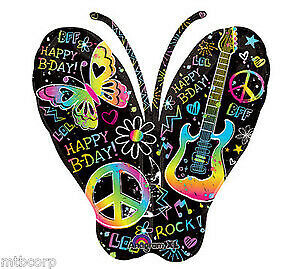 SuperShape Neon Birthday Butterfly Foil Balloon
