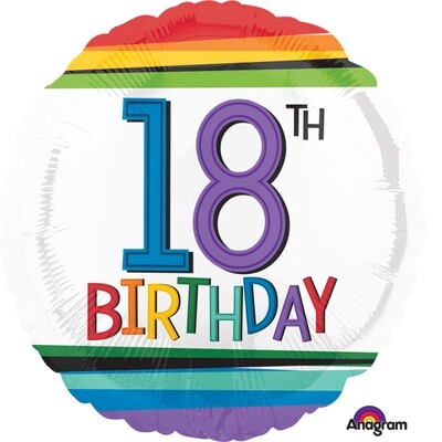 Rainbow 18th Birthday Foil Balloon