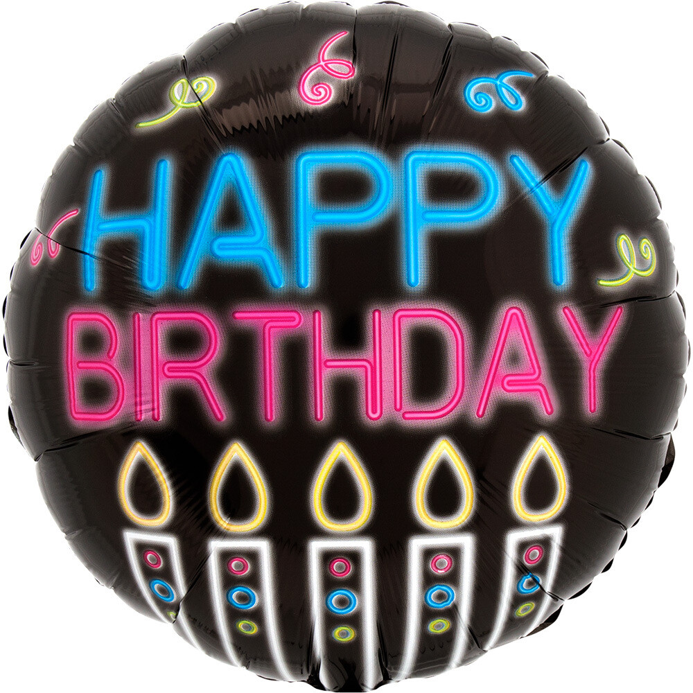 Neon Happy Birthday Foil Balloon