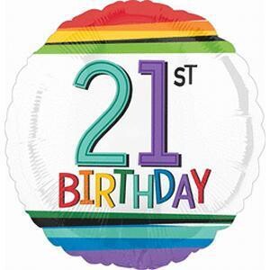Rainbow Birthday 21st Foil Balloon