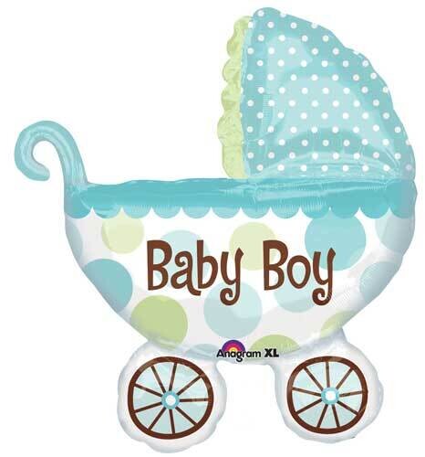 SuperShape Baby Boy Buggy Shape Foil Balloon