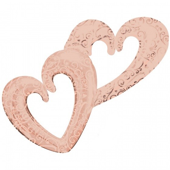 SuperShape Interlocking Rose Gold Hearts Foil Balloon