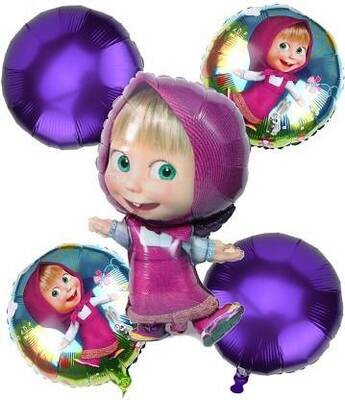 Masha And The Bear Foil Balloon Bouquet