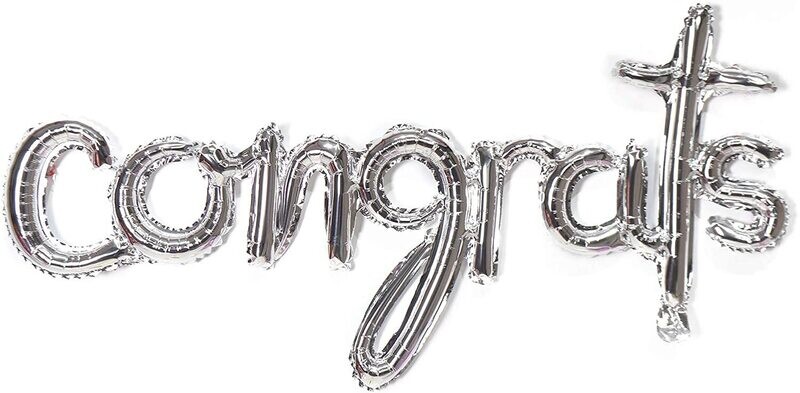 Congrats Foil Balloon Banner Silver