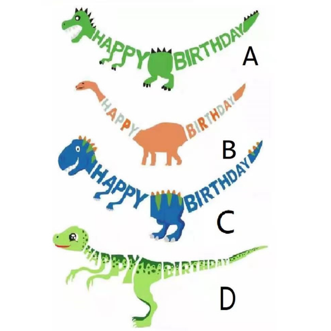 Cute Dino Happy Birthday Banner