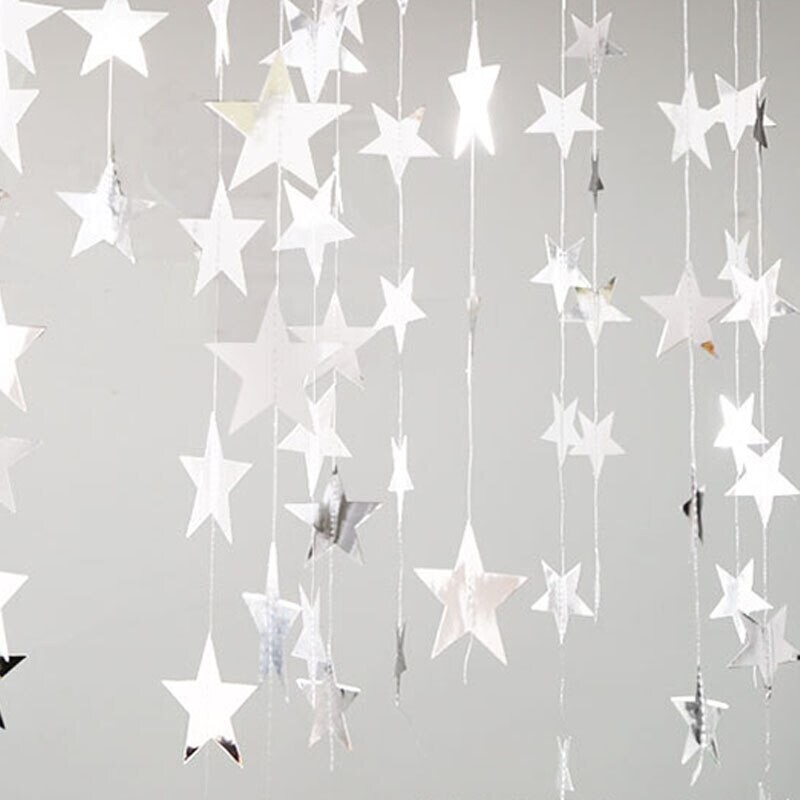 Silver Stars Hanging String Decoration