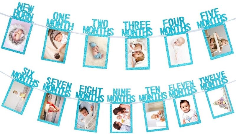 Blue 12 Months Photo Banner