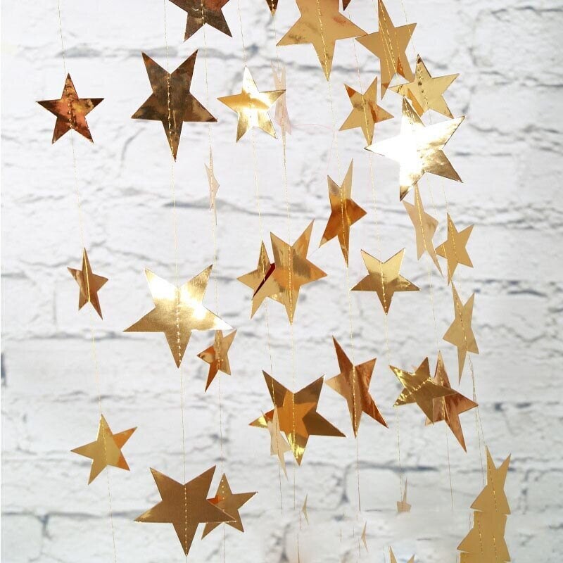 Gold Stars Hanging String Decoration