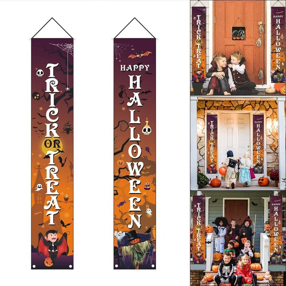 Trick or Treat Halloween Banners Hanging Signs /2Pack