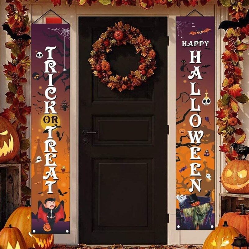 Trick or Treat Halloween Banners Hanging Signs /2Pack