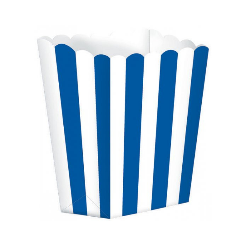 Royal Blue Striped Treat Boxes /6Pcs