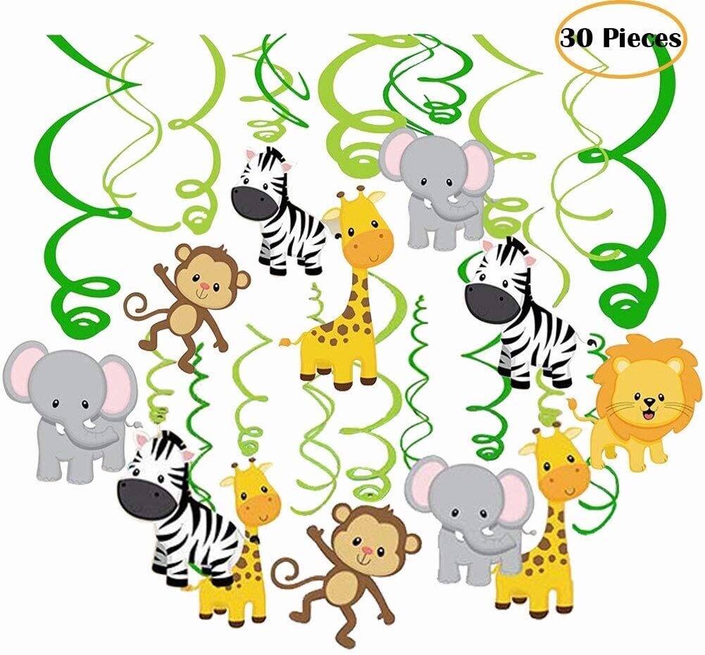 Zoo Jungle Animals Hanging Swirls /30Pcs