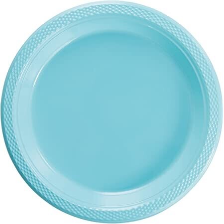 Powder Blue Plastic Plates /10Pcs