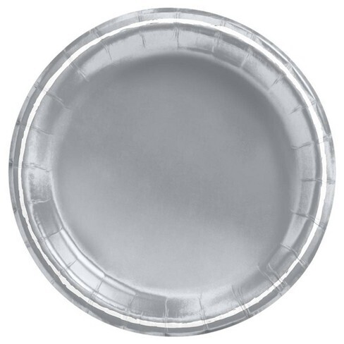 Metallic Silver Plastic Plates /10Pcs