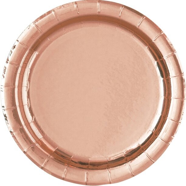 Rose Gold Metallic Plastic Plates /10Pcs