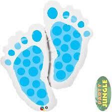 Supershape Blue Baby Footprint Foil Balloon
