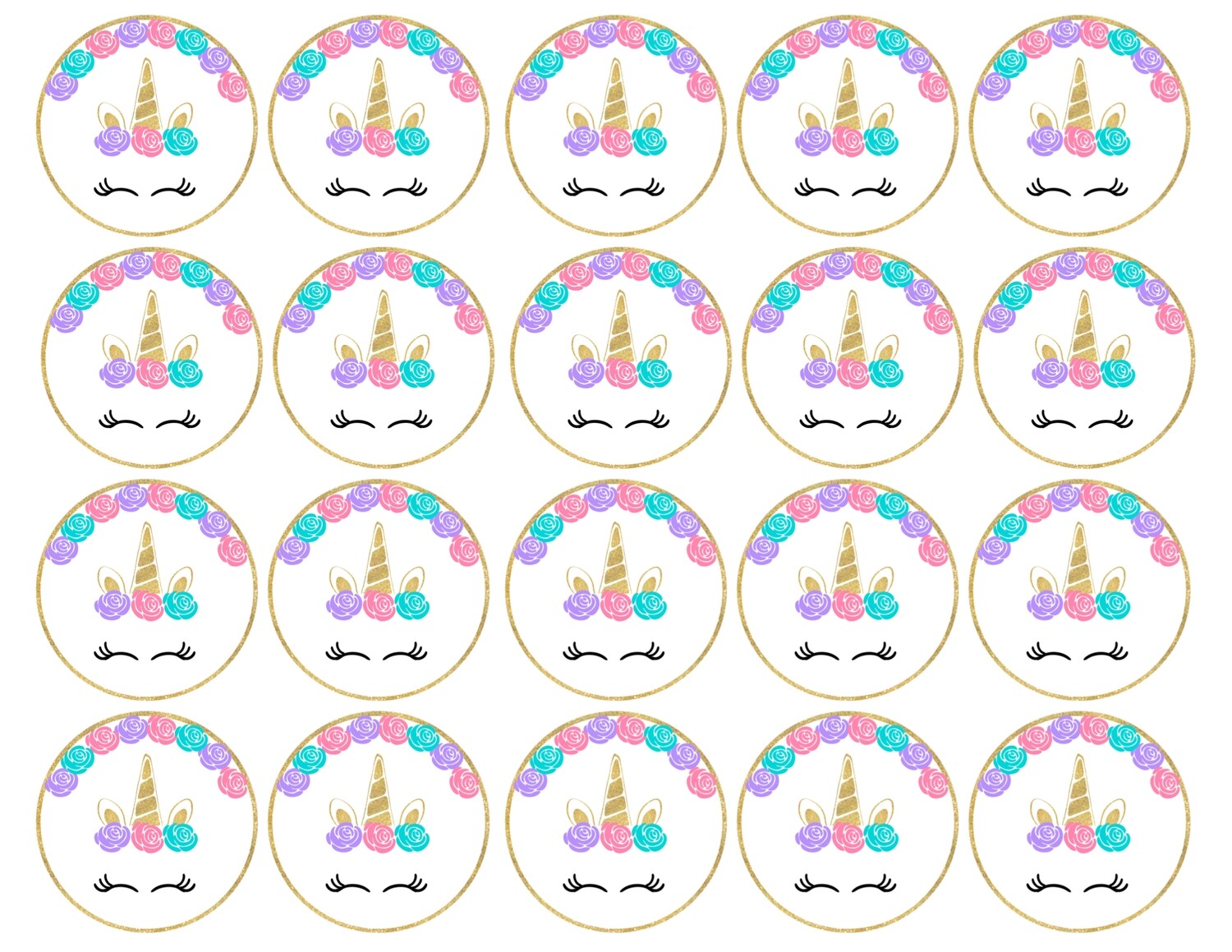 Unicorn Cupcake Toppers /12Pcs