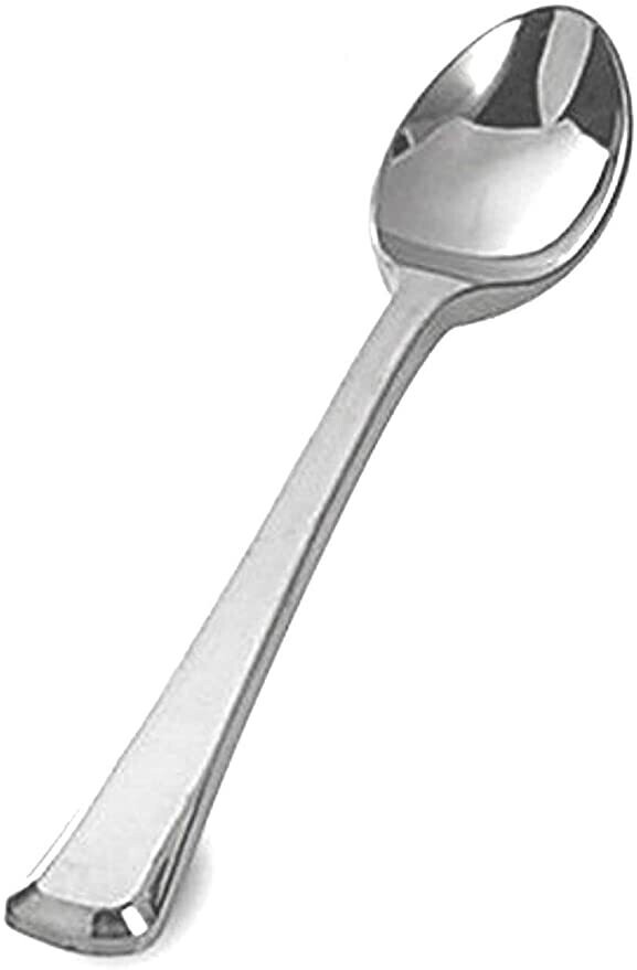 Metallic Silver Plastic Spoons /10Pcs