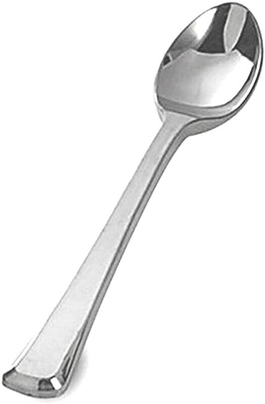 Metallic Silver Plastic Spoons /10Pcs