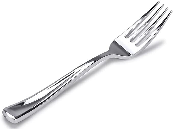 Metallic Silver Plastic Forks /10Pcs