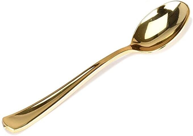 Metallic Gold Plastic Spoons /10Pcs