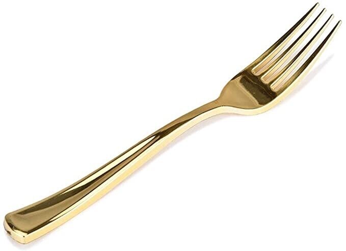 Metallic Gold Plastic Forks /10Pcs