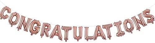 Congratulations Foil Balloon Banner Rose Gold