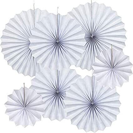 Paper Fans Set White /6Pcs
