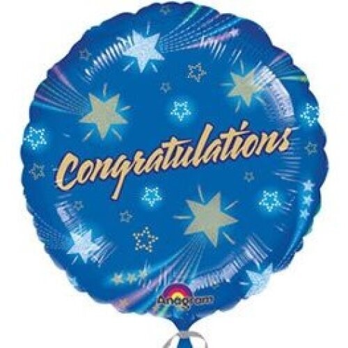 Round Congratulations Blue Foil Balloon