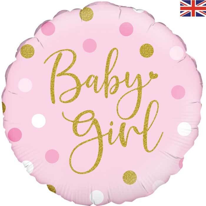 Baby Girl Dots Holo Foil Balloon