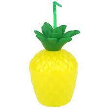 Pineapple Plastic Cup With Straw /1Pc