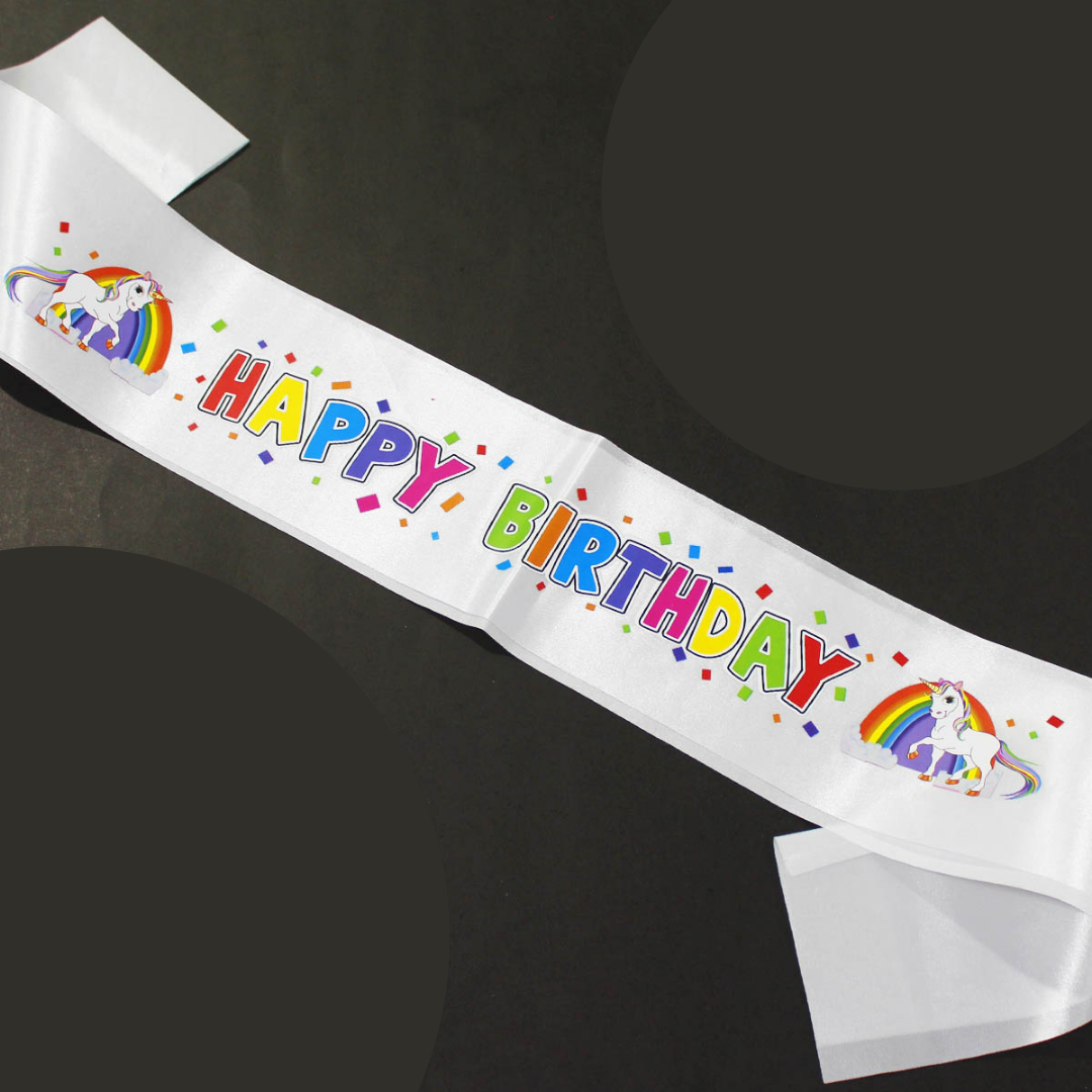 Unicorn Happy Birthday Sash /1Pc