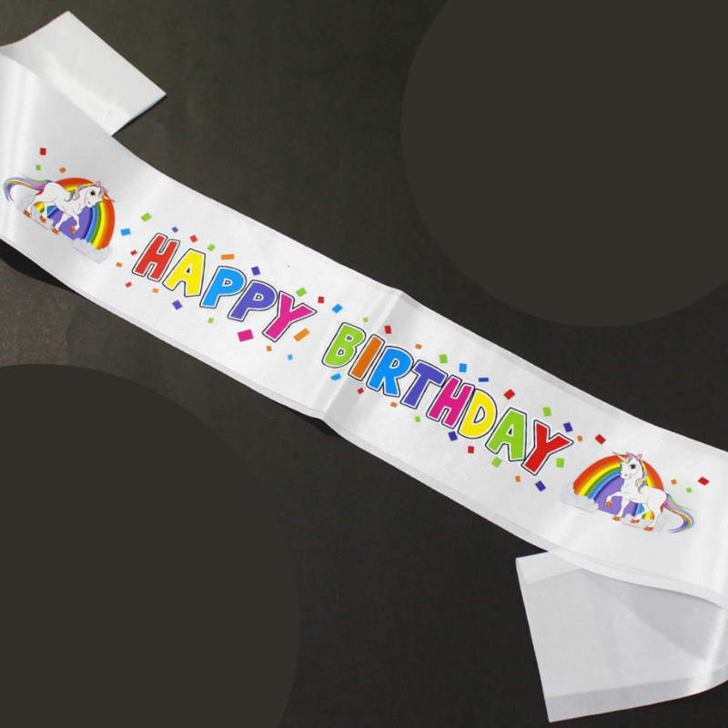 Unicorn Happy Birthday Sash /1Pc